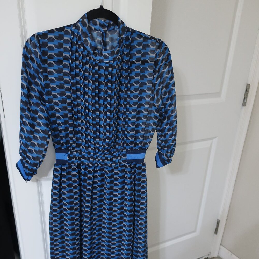 Blue Pattern Maxi Dress S EUC